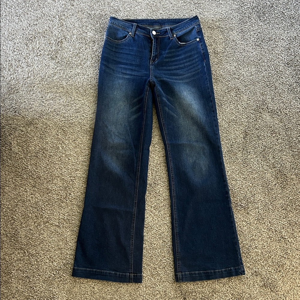 Dark Blue Wide-Leg Jeans